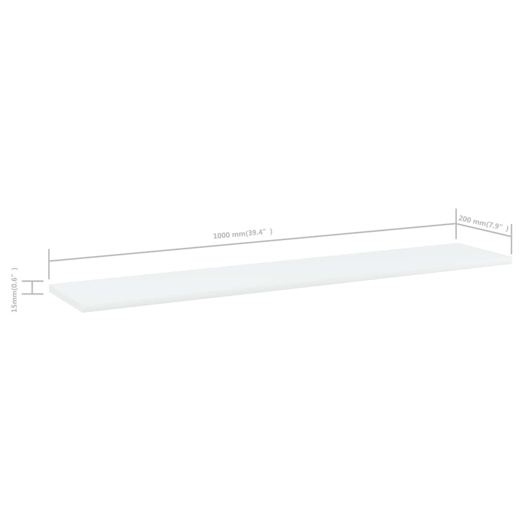 boghylder 4 stk. 100x20x1,5 cm konstrueret træ hvid