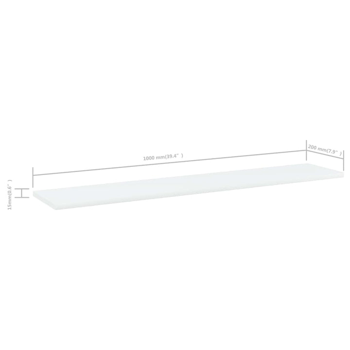 boghylder 4 stk. 100x20x1,5 cm konstrueret træ hvid