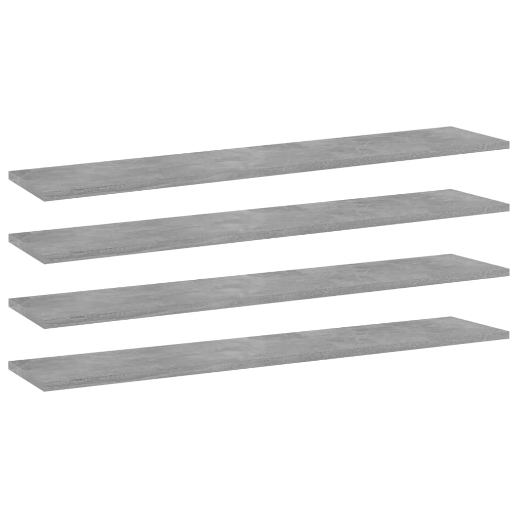 boghylder 4 stk. 100x20x1,5 cm konstrueret træ betongrå