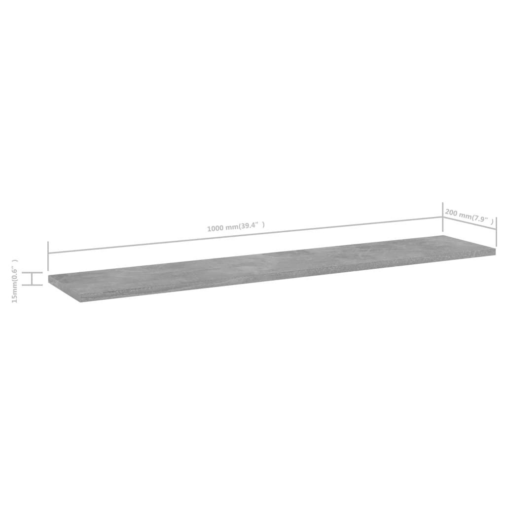 boghylder 4 stk. 100x20x1,5 cm konstrueret træ betongrå