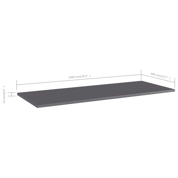 boghylder 4 stk. 100x40x1,5 cm konstrueret træ grå højglans