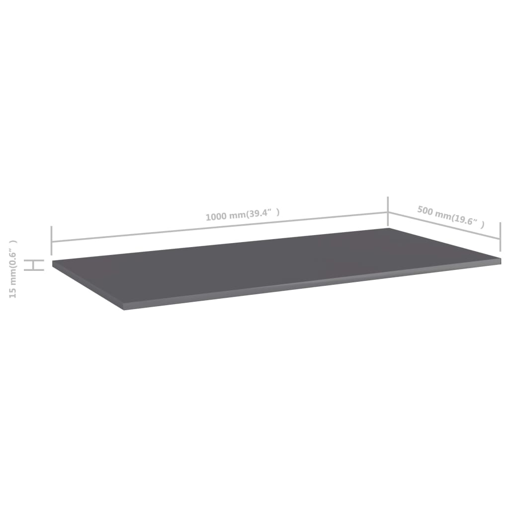 boghylder 4 stk. 100x50x1,5 cm konstrueret træ grå højglans