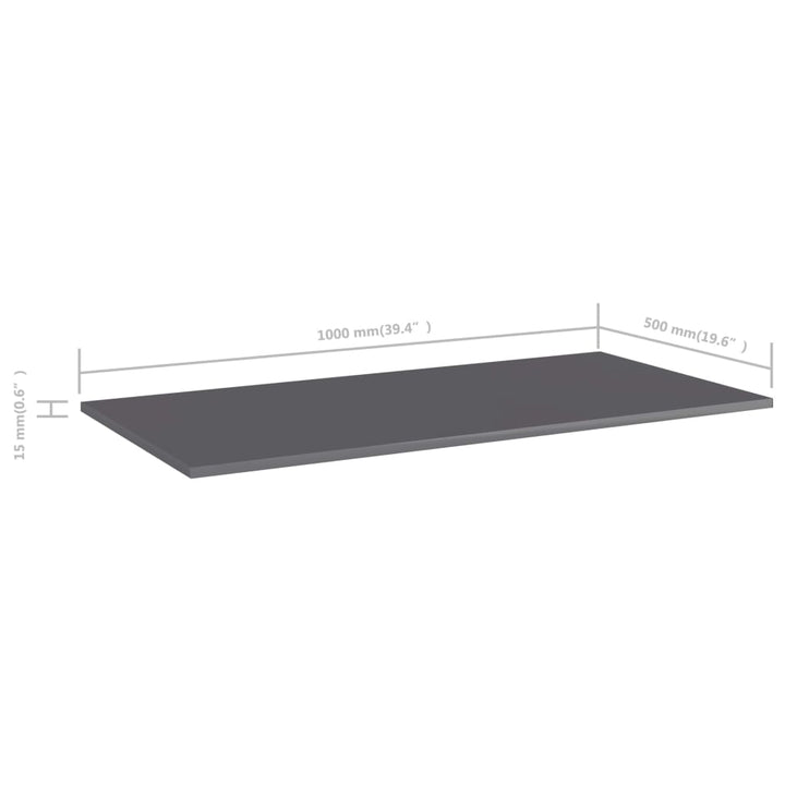 boghylder 4 stk. 100x50x1,5 cm konstrueret træ grå højglans