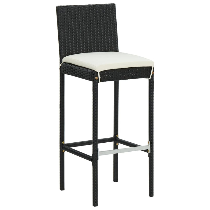 udendørs barsæt 3 dele med hynder polyrattan sort