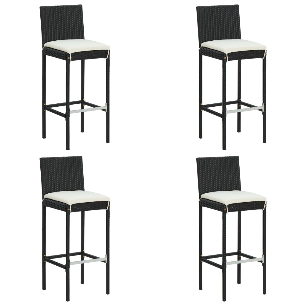 udendørs barsæt 5 dele med hynder polyrattan sort