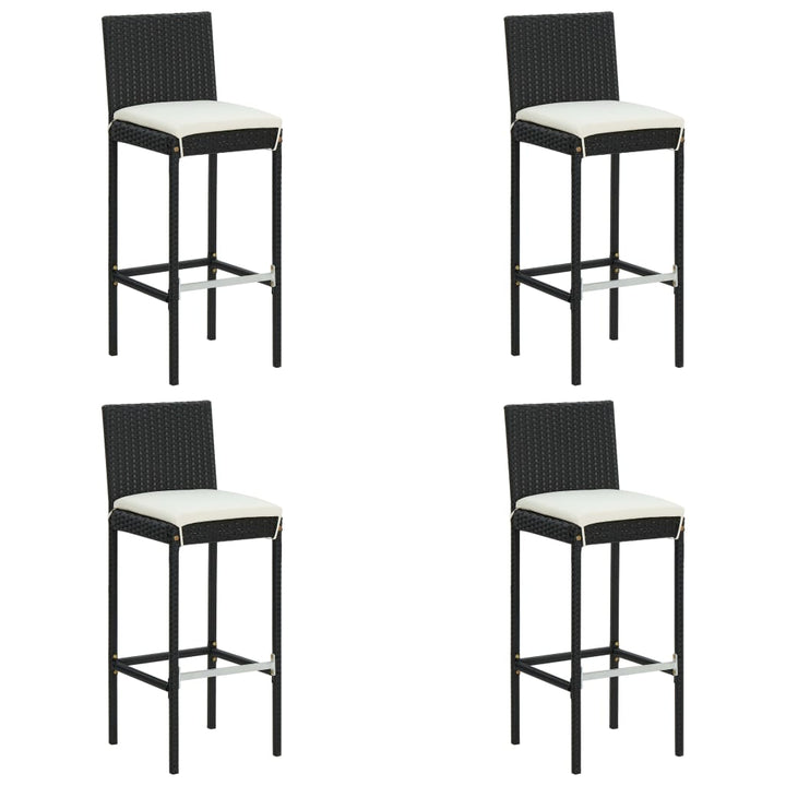 udendørs barsæt 5 dele med hynder polyrattan sort