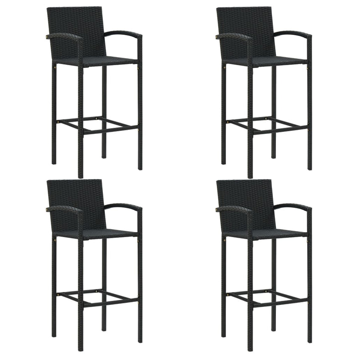 udendørs barsæt 5 dele med armlæn polyrattan sort