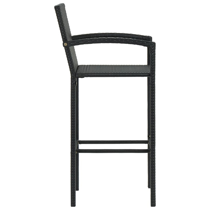 udendørs barsæt 5 dele med armlæn polyrattan sort
