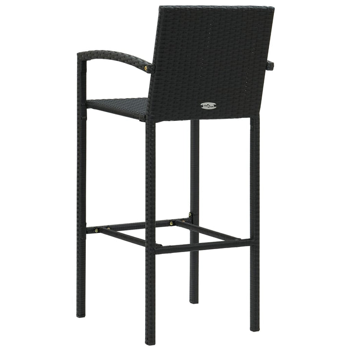 udendørs barsæt 5 dele med armlæn polyrattan sort