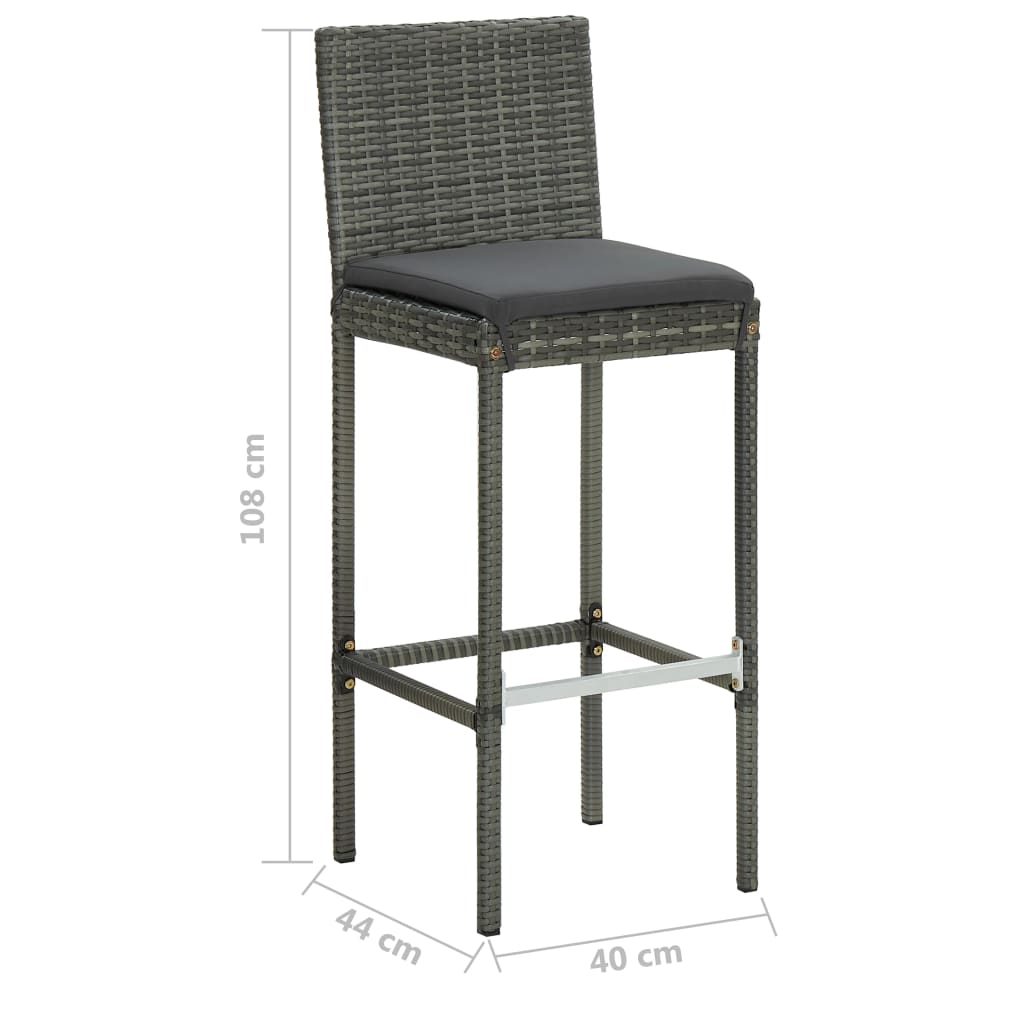 havebarsæt 5 dele med hynder polyrattan grå