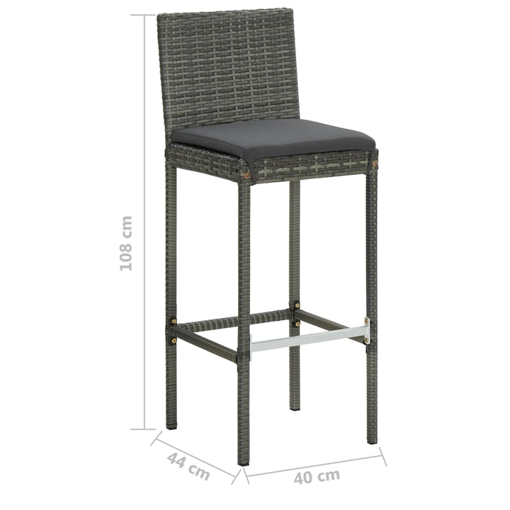 havebarsæt 5 dele med hynder polyrattan grå