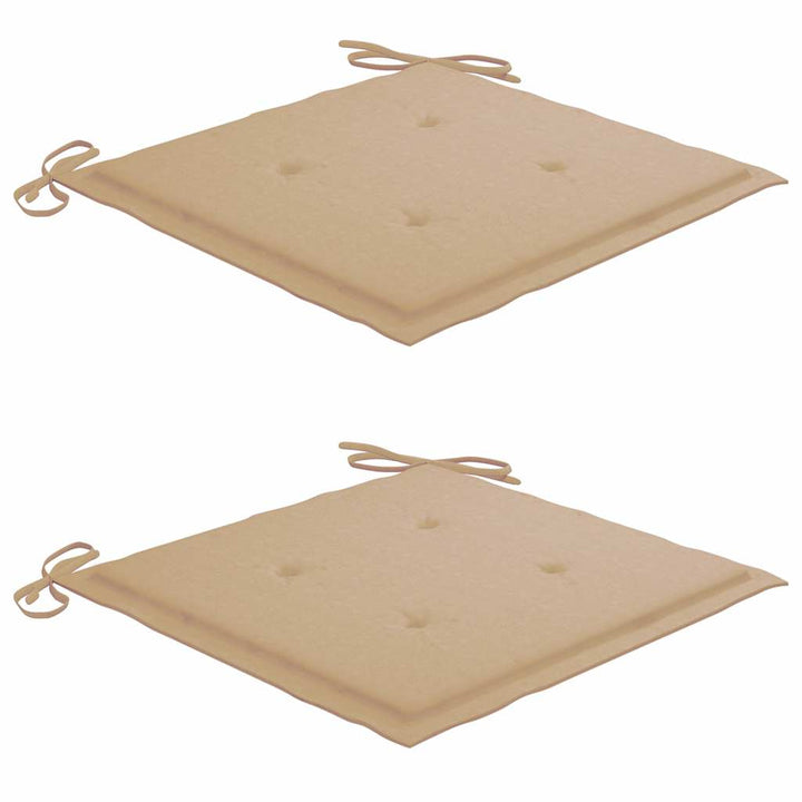 havestole 2 stk. med beige hynder massivt teaktræ