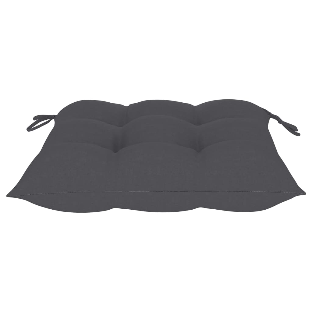 havestole 2 stk. med antracitgrå hynder massivt teaktræ