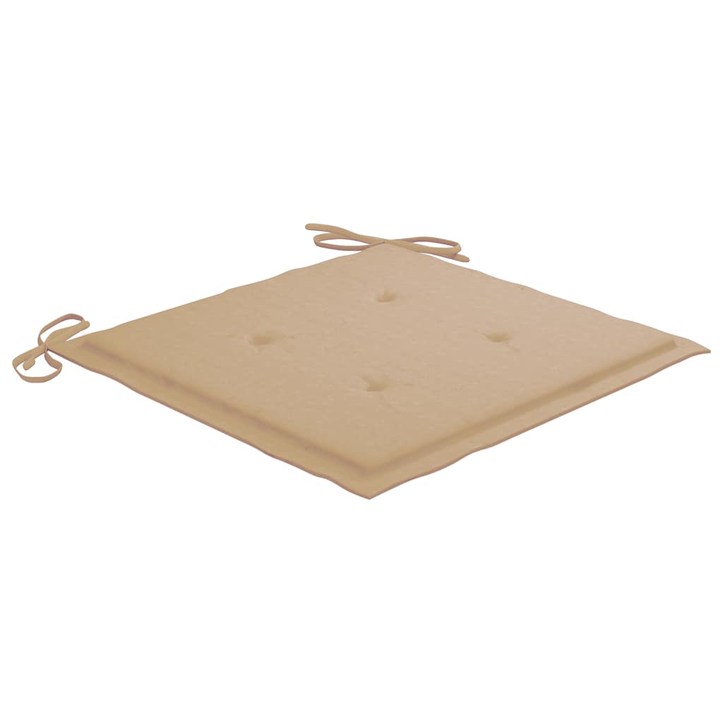 havestole med beige hynder 3 stk. massivt teaktræ