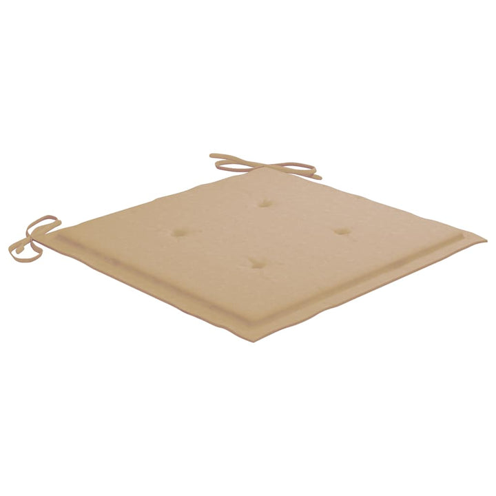 havestole med beige hynder 4 stk. massivt teaktræ