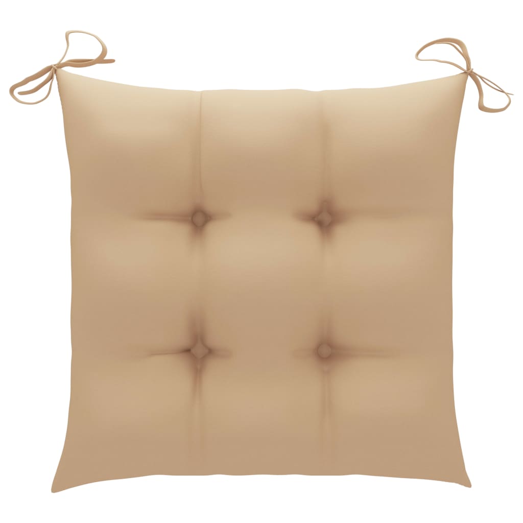 gyngestol med beige hynde massivt teaktræ