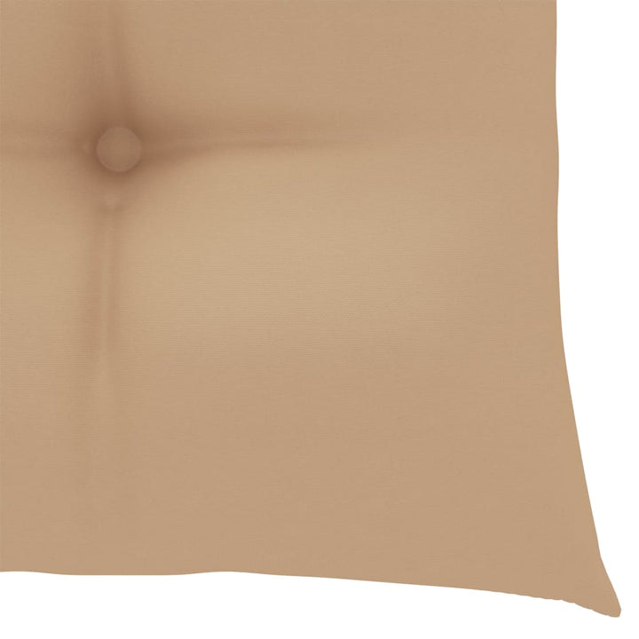 gyngestol med beige hynde massivt teaktræ