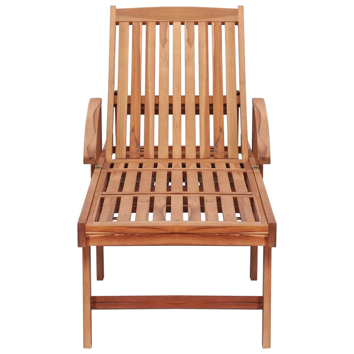 liggestol med grøn hynde massivt teaktræ