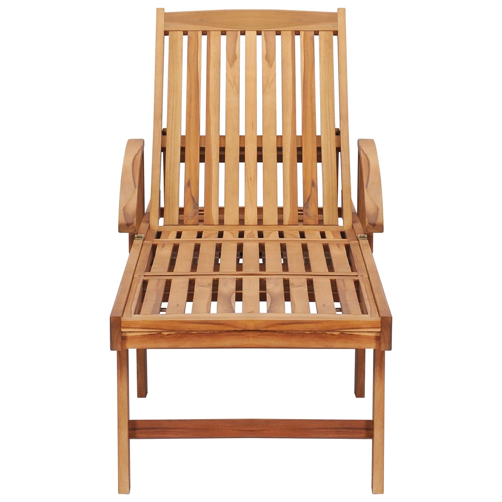 liggestol med bord og hynde massivt teaktræ