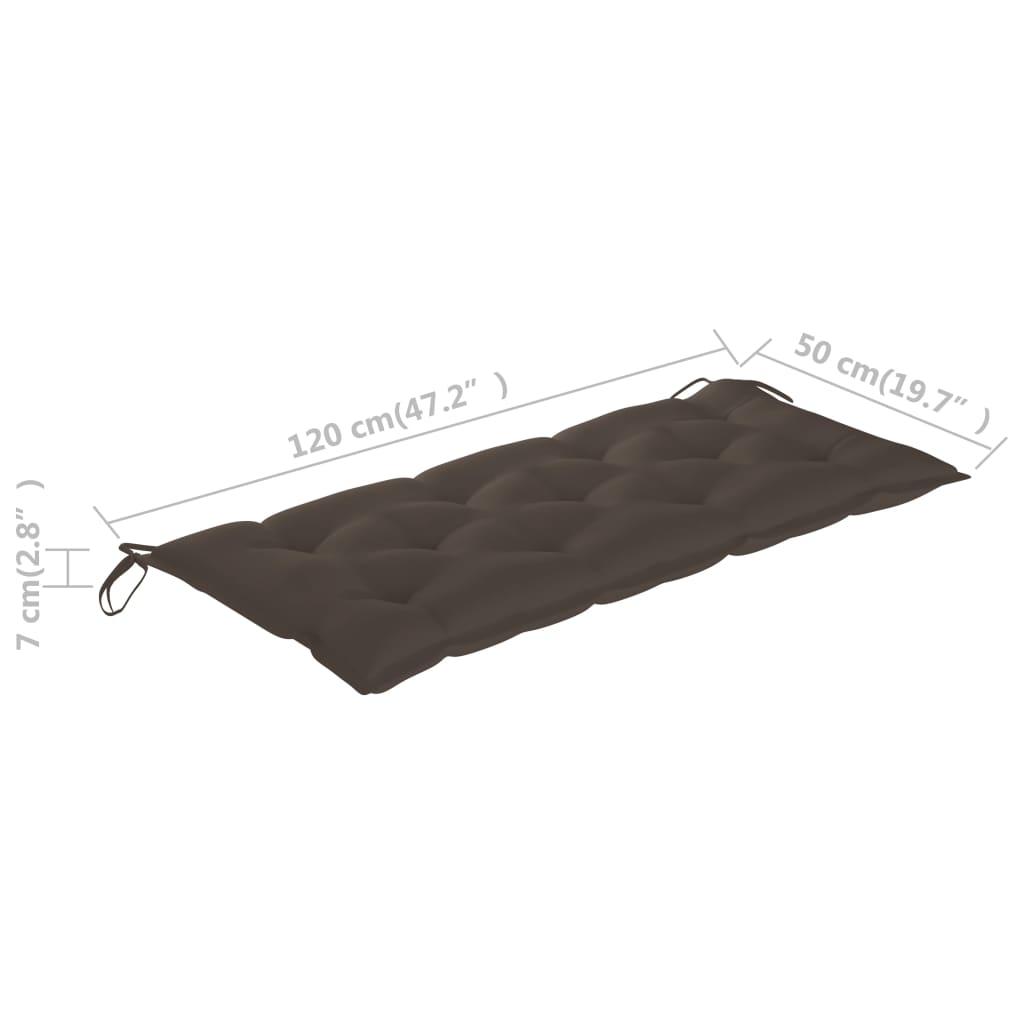 havebænk med hynde 120 cm massivt akacietræ