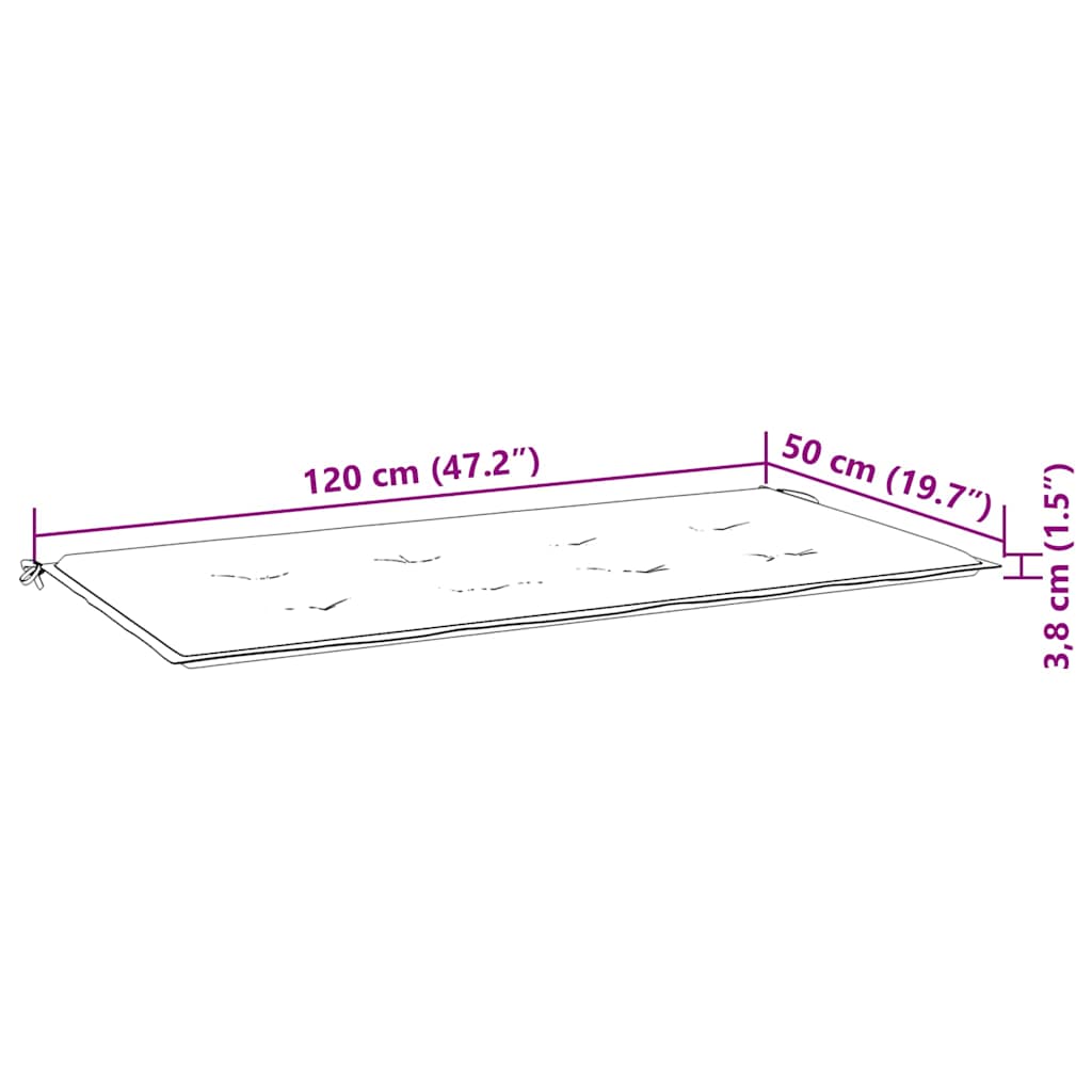 foldbar havebænk med hynde 118 cm bambus