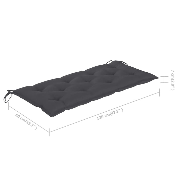 foldbar havebænk med hynde 118 cm bambus