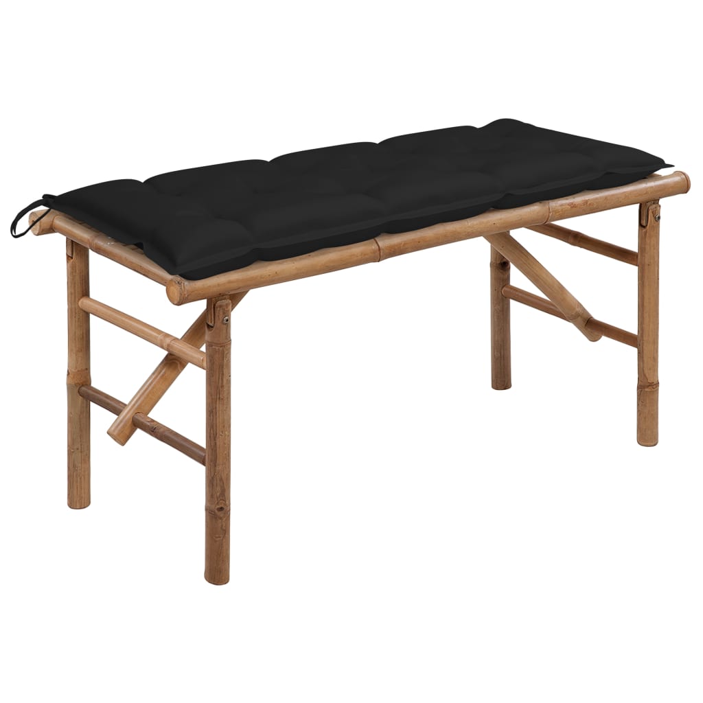 foldbar havebænk med hynde 118 cm bambus
