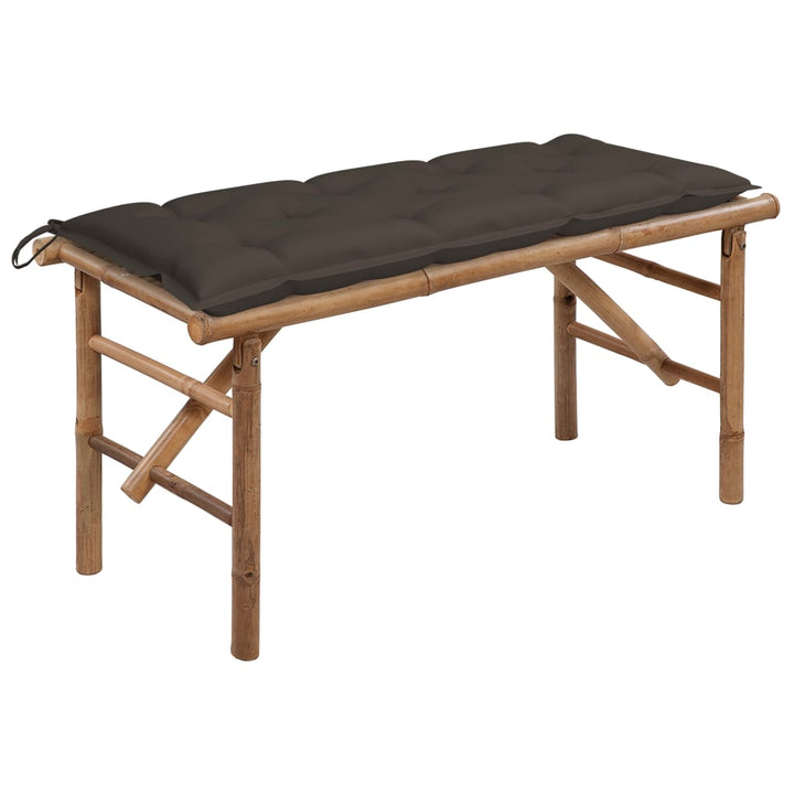 foldbar havebænk med hynde 118 cm bambus