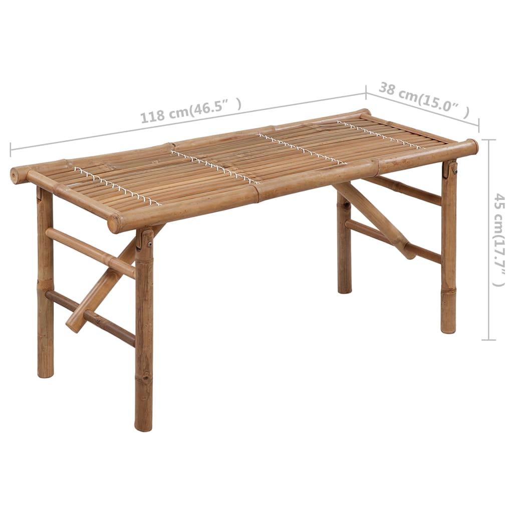 foldbar havebænk med hynde 118 cm bambus