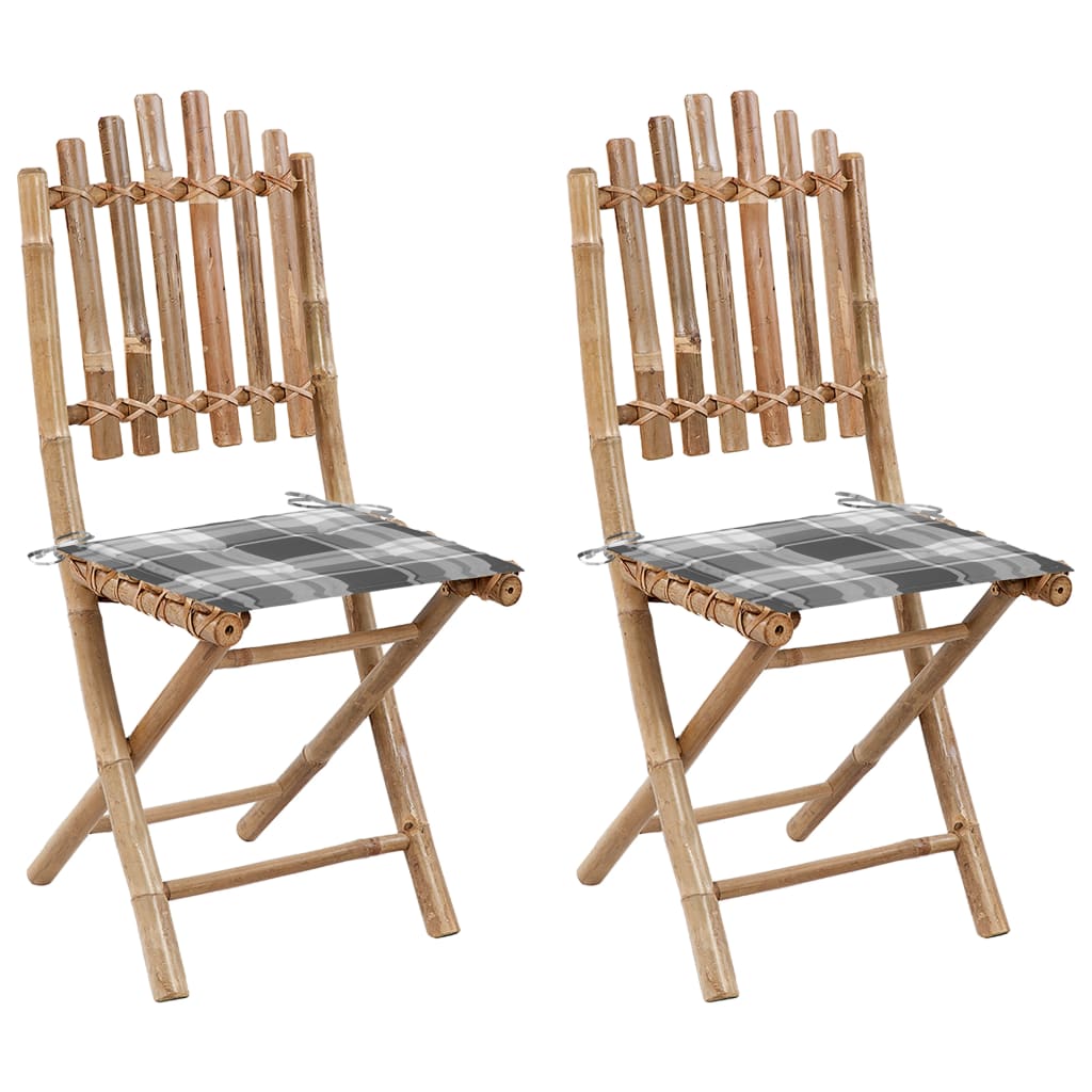 foldbare havestole 2 stk. med hynder bambus