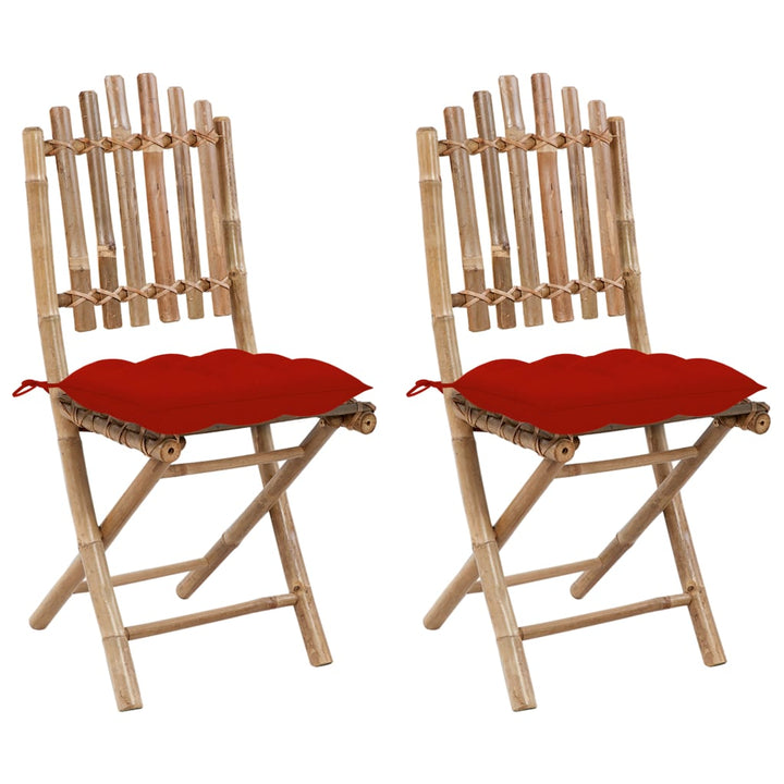 foldbare havestole 2 stk. med hynder bambus