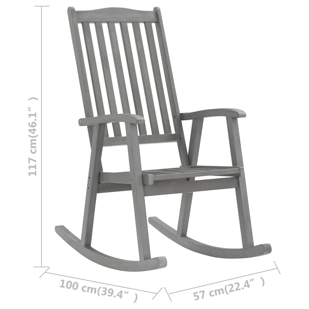 gyngestol med hynder massivt akacietræ grå