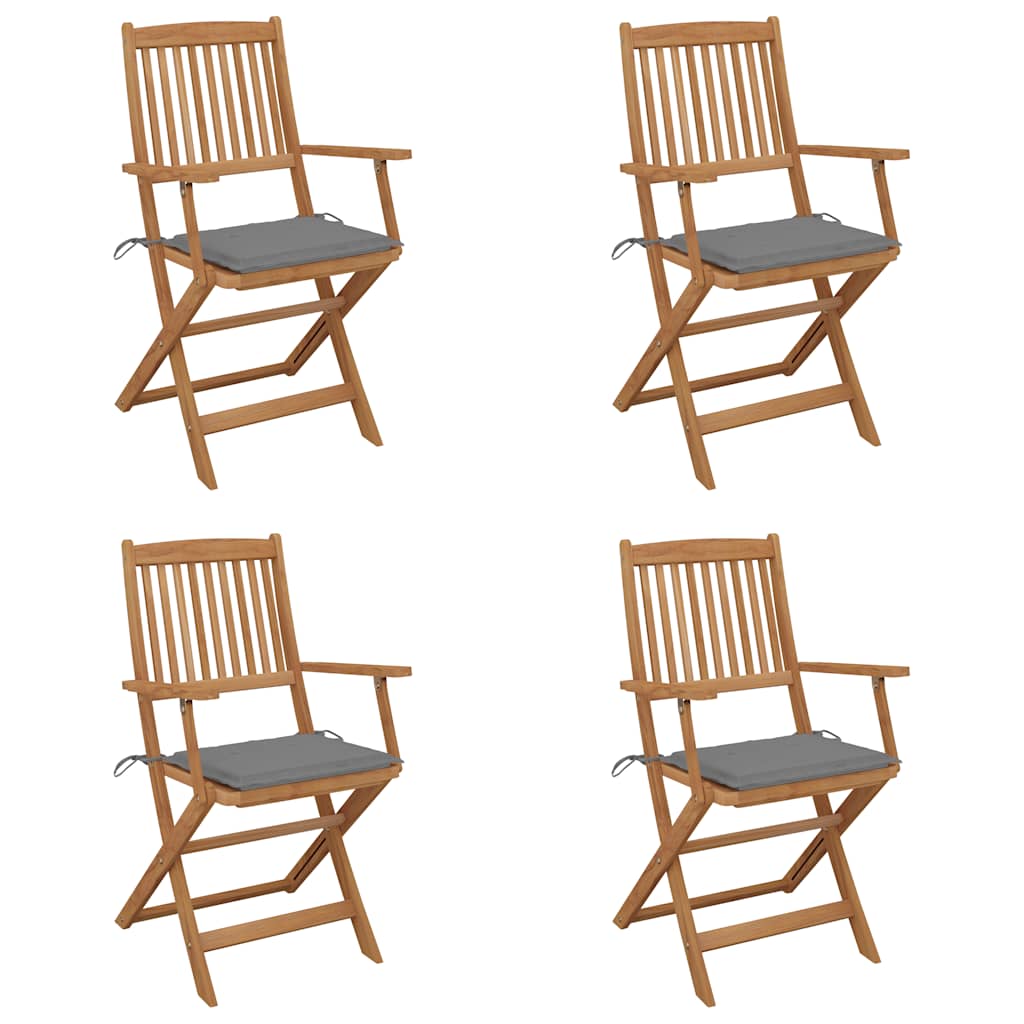 foldbare havestole 4 stk. med hynder massivt akacietræ