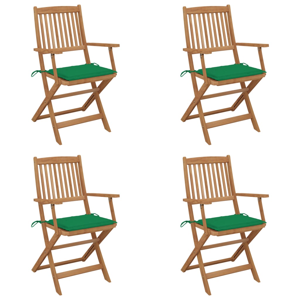 foldbare havestole 4 stk. med hynder massivt akacietræ