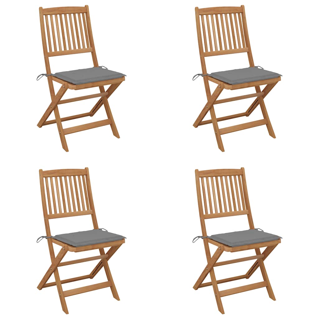 foldbare havestole 4 stk. med hynder massivt akacietræ