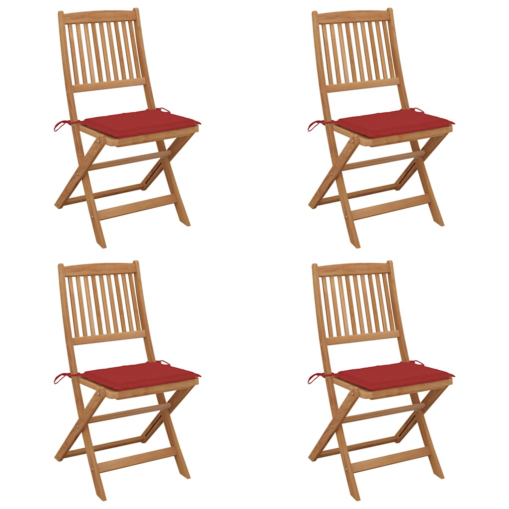 foldbare havestole 4 stk. med hynder massivt akacietræ