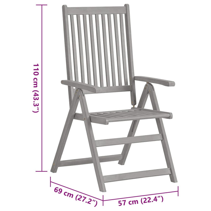 lænestole til haven 3 stk. med hynder massivt akacietræ