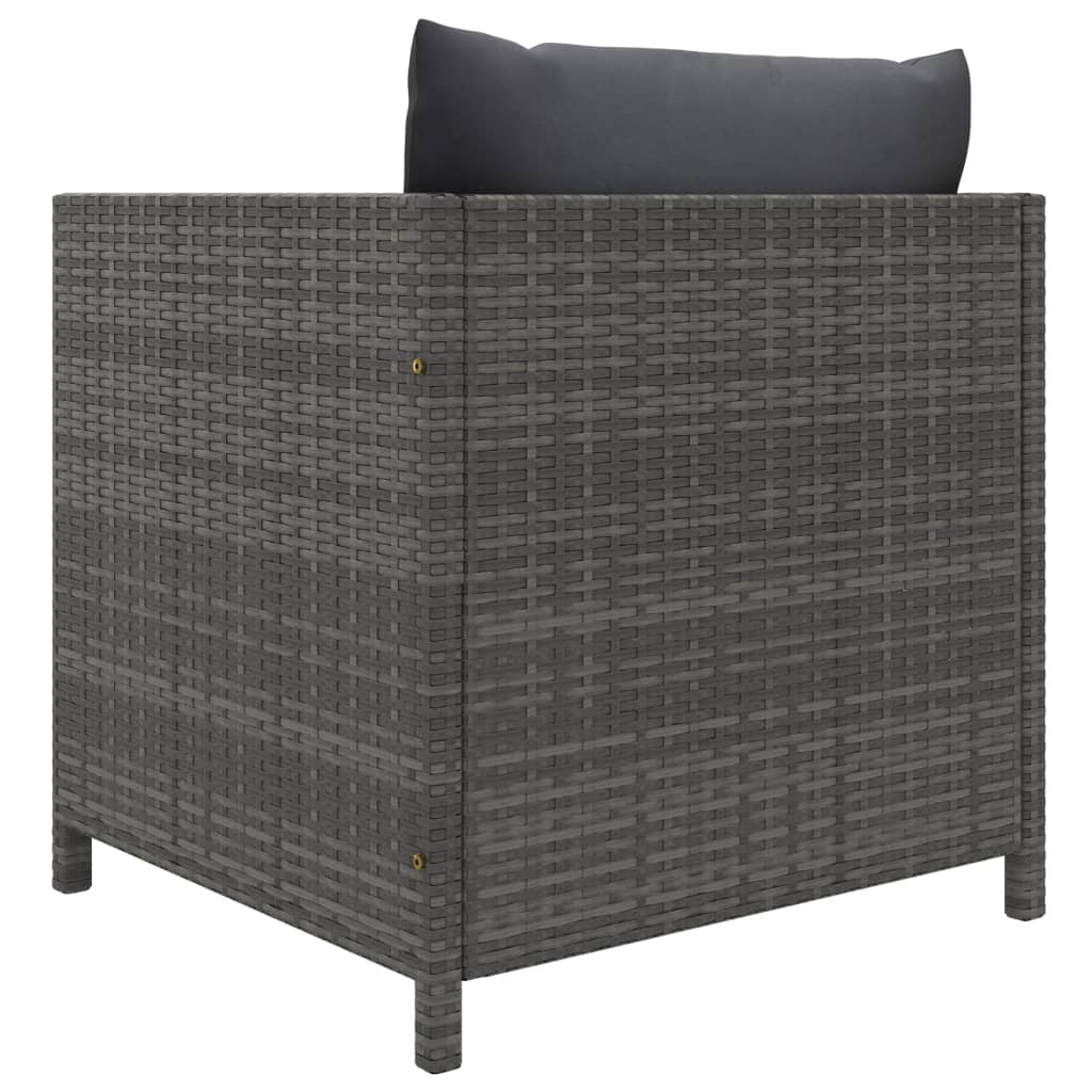 loungesæt til haven 5 dele med hynder polyrattan grå