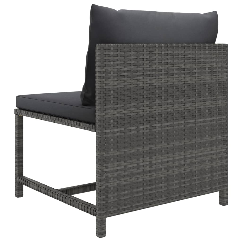loungesæt til haven 5 dele med hynder polyrattan grå