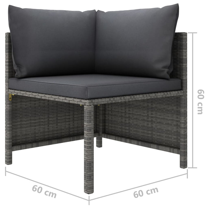 loungesæt til haven 7 dele med hynder polyrattan grå