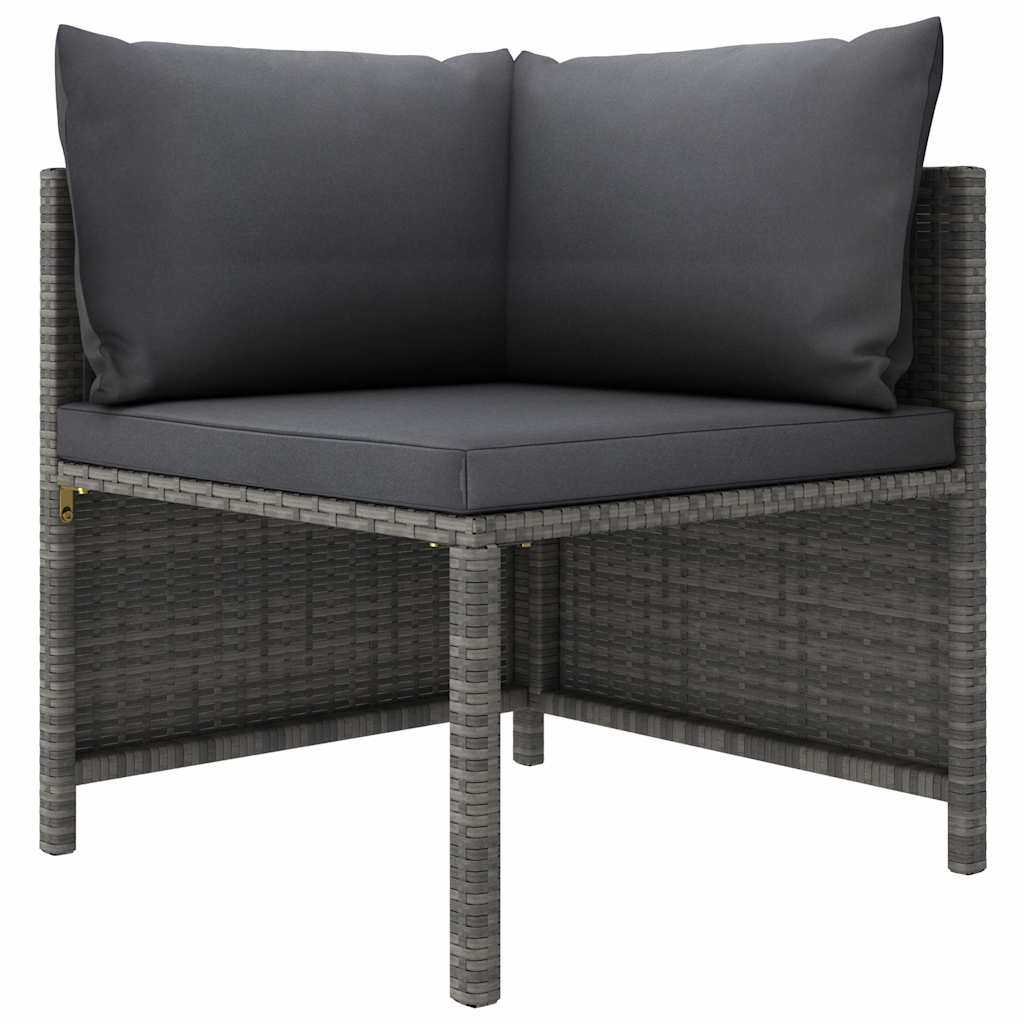 loungesæt til haven 9 dele med hynder polyrattan grå