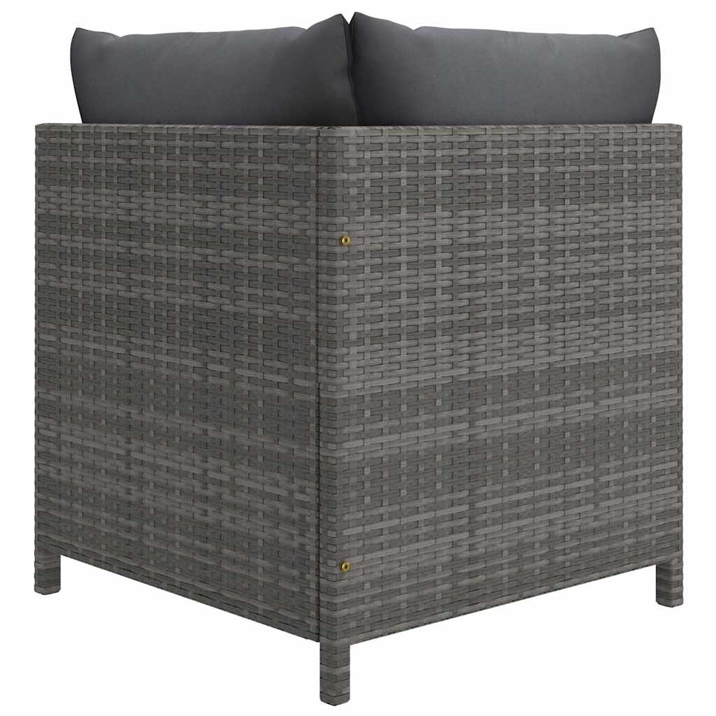 loungesæt til haven 9 dele med hynder polyrattan grå