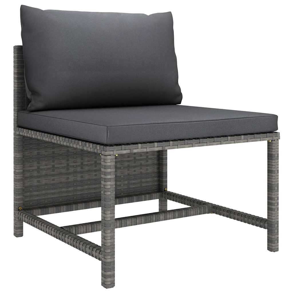 loungesæt til haven 9 dele med hynder polyrattan grå