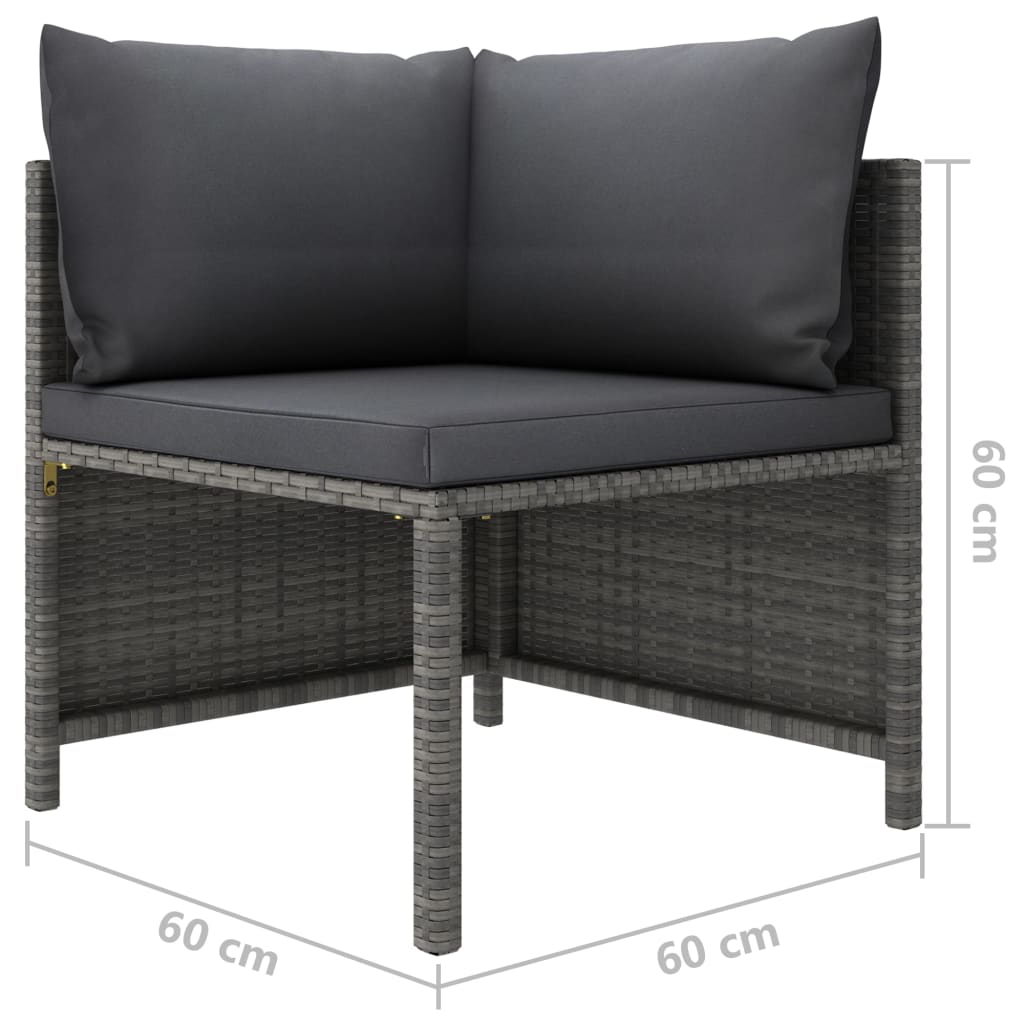 loungesæt til haven 11 dele med hynder polyrattan grå