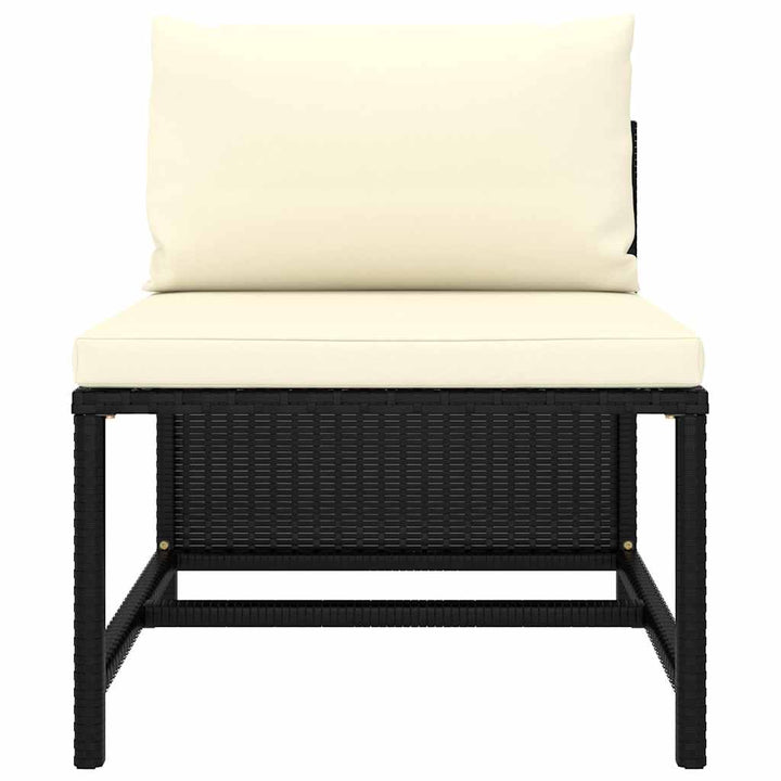 loungesæt til haven 5 dele med hynder polyrattan sort