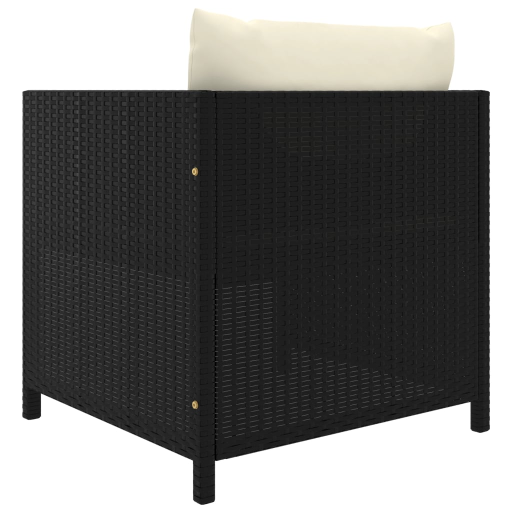loungesæt til haven 5 dele med hynder polyrattan sort