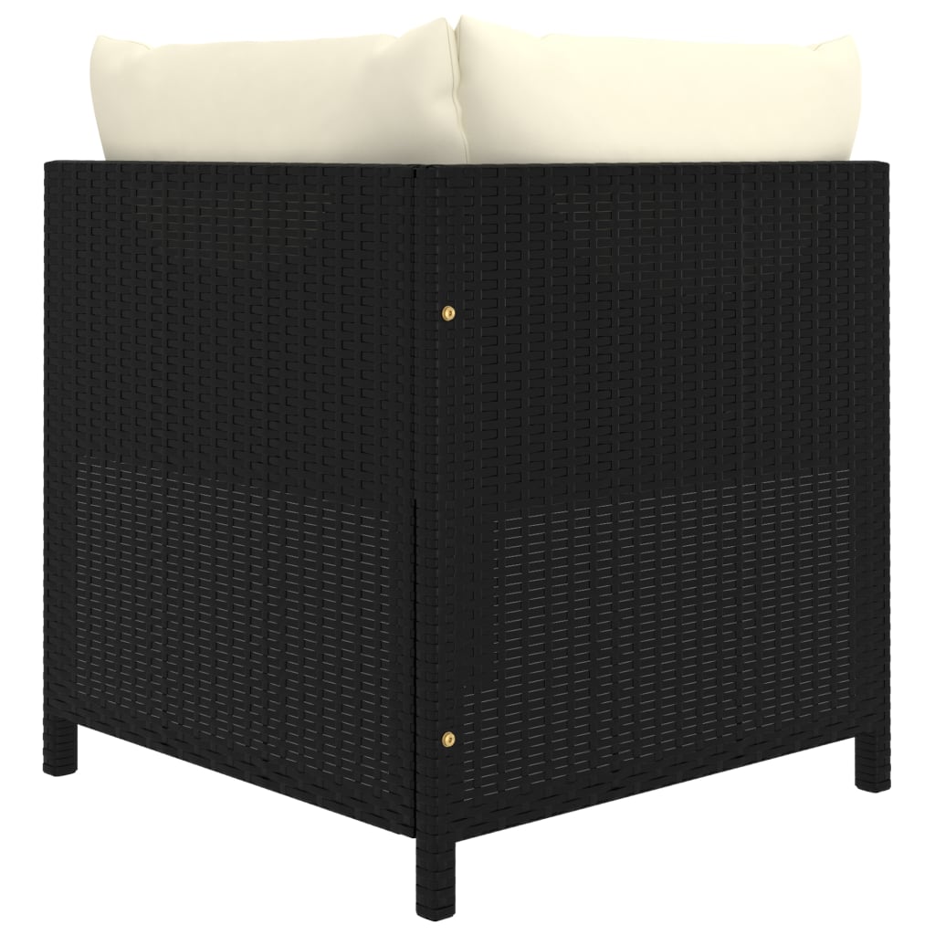 loungesæt til haven 7 dele med hynder polyrattan sort