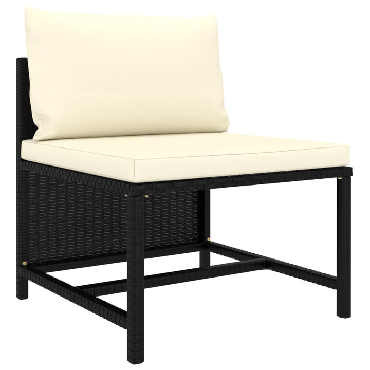 haveloungesæt 7 dele med hynder polyrattan sort