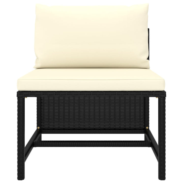 haveloungesæt 7 dele med hynder polyrattan sort