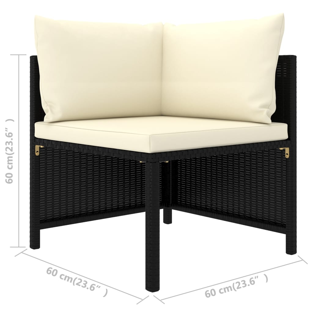 haveloungesæt 7 dele med hynder polyrattan sort